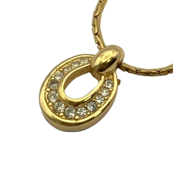 Auth DIOR/ChristianDior Gold Clear Hardware Rhinestones Necklace - Picture 1 of 4